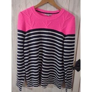 GAP Women’s Large Sweater Long Sleeve Color Block Stripe Pink Preppy